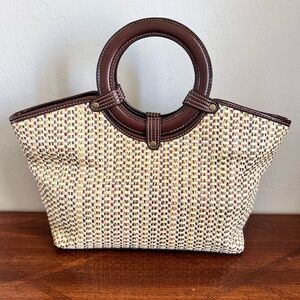 Croft & Barrow Brown and Cream Woven Tote Bag